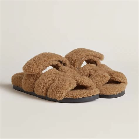 fluffy hermes|Hermes chypre sandals.